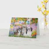 Carte Jardin - Shih Tzus (trois) (Fleur jaune)