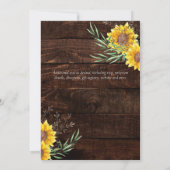 Carte Jardin Sunflowers Mariage en bois rustique (Dos)