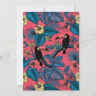 Carte Jardin toucan en rouge et bleu