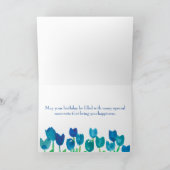 Carte Jardin Tulip Fleurs d'aquarelle Joyeux anniversair (Intérieur)