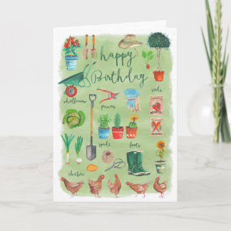 Carte Jardinage vert élégant Joyeux anniversaire de jard