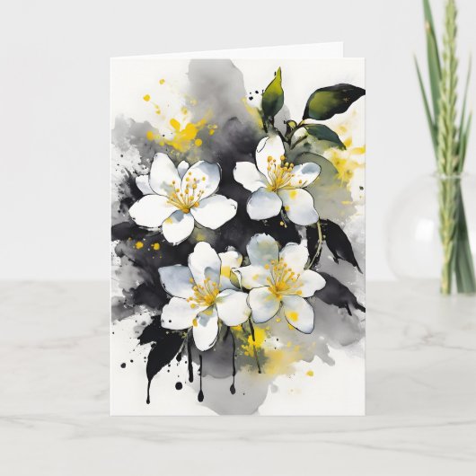 Carte Jasmine - Fleurs aquarelles (Devant)