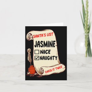 Carte Jasmine Name - Père Noël Naughty Nice List Funny X