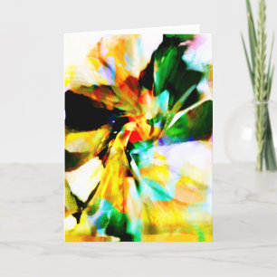 Carte Jaune Aqua Vert Orange Abstrait Imaginaire Fleur
