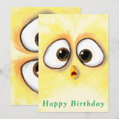 Carte Jaune aux yeux surpris de poulet Jaune Anniv (Devant / Derrière)