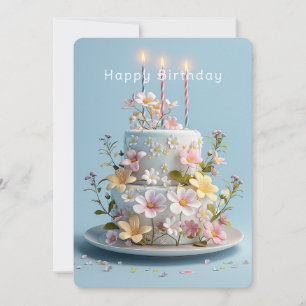 Carte Jaune blanc rose sucre Fleurs sauvages Anniversair