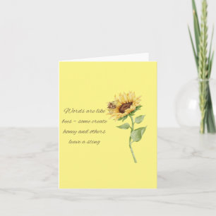 Carte Jaune blanche abeille et tournesol Non per