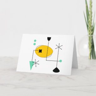 Carte jaune bleu moderne du milieu du siècle simple rétr