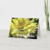 Carte Jaune Dahlia Pétales Fleurs Anniversaire (Devant)