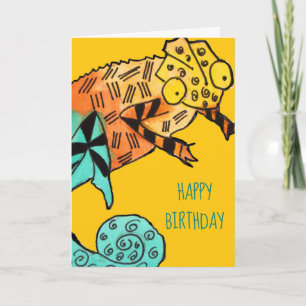 Carte jaune d'anniversaire de enfant d'encre de