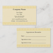 Carte jaune de rappel de rendez-vous (Devant / Derrière)