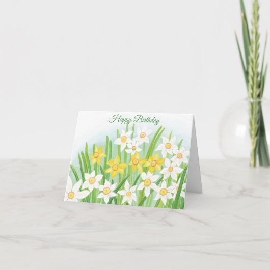 Carte Jaune et blanc jonquilles Anniversaire (Devant)