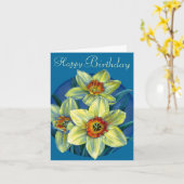 Carte jaune et bleue de joyeux anniversaire de (Fleur jaune)