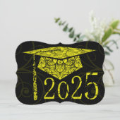 Carte Jaune et Noir Floral Casquette 2025 (Debout devant)