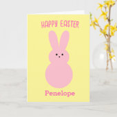 Carte Jaune et rose Joyeux lapin de Pâques (Fleur jaune)