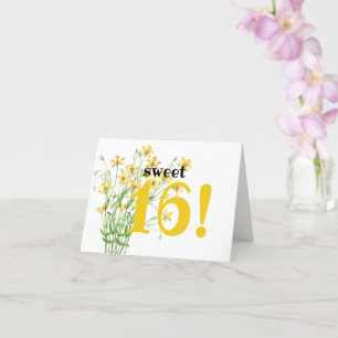 Carte Jaune Fleur sauvage doux 16e anniversaire