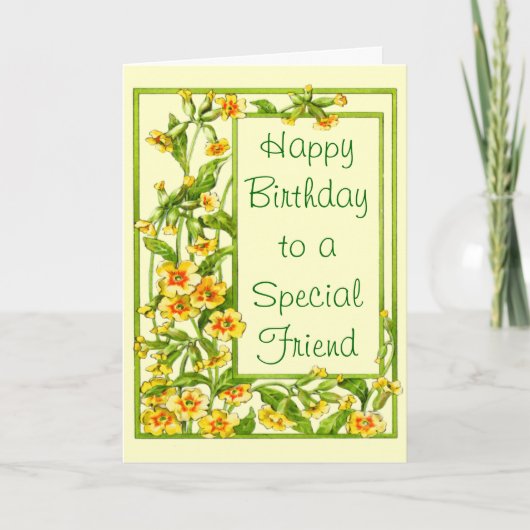 Carte Jaune Floral Joyeux anniversaire à un ami spécial (Devant)