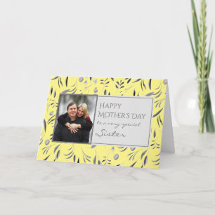 Carte Jaune florale joyeuse SOEUR de la fête des mères P