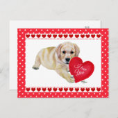 Carte Jaune Lab Puppy Valentine's Day (Devant / Derrière)