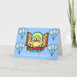 Carte Jaune Labrador Nouveau bébé garçon Félicitations