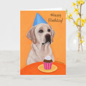 Carte Jaune Labrador Peinture de cupcake (Fleur jaune)