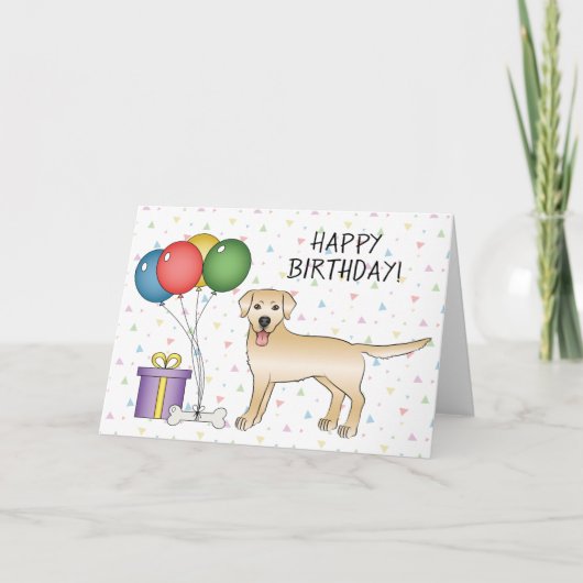 Carte Jaune Labrador Retriever mignon chien joyeux anniv (Devant)