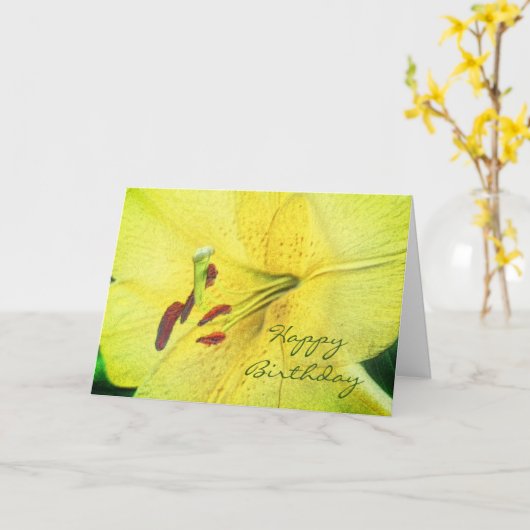 Carte Jaune Lily Art Anniversaire (Fleur jaune)