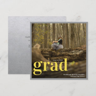 Carte Jaune moderne et gris   Photo simple de graduation