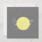 Carte Jaune moderne gris lune Enregistrer la date (Devant)