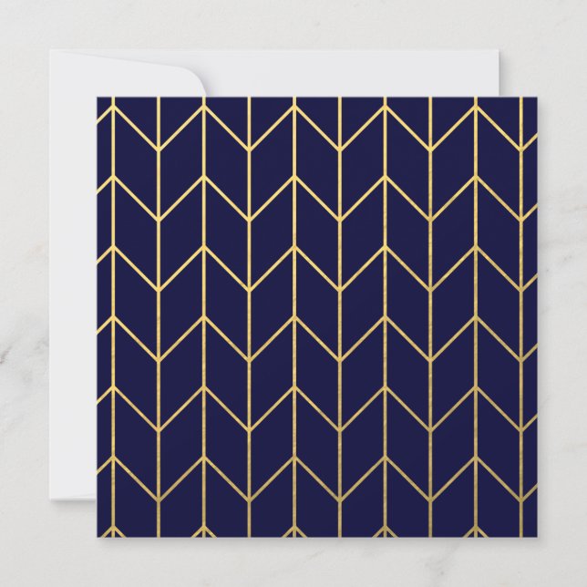 Carte Jaune or Chevron Marine Bleu Moderne Chic (Devant)