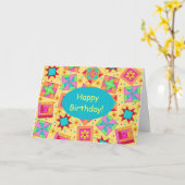 Carte Jaune Patchwork Quilt Art Joyeux anniversaire (Fleur jaune)