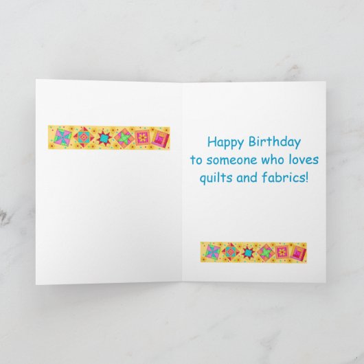 Carte Jaune Patchwork Quilt Block Art Joyeux anniversair (Intérieur)