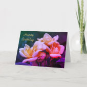 Carte Jaune Rosebustes Fleur Art Anniversaire (Devant)