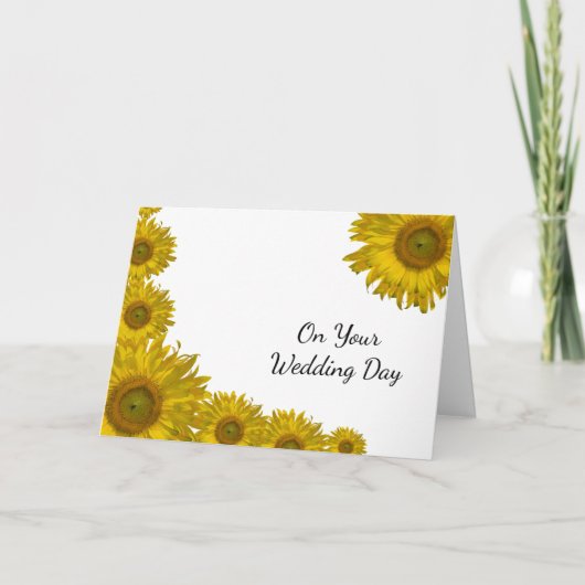 Carte Jaune Tournesol Bordure Mixte Mariage de famille (Devant)