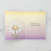 Carte Jaune Violet Blanc Bokeh Points Lapin Anniversaire (Intérieur)