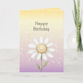 Carte Jaune Violet Blanc Bokeh Points Marguerite Anniver (Devant)