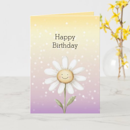 Carte Jaune Violet Blanc Bokeh Points Marguerite Anniver (Fleur jaune)