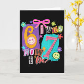Carte J'avais 6 ans maintenant j'ai 7 ans 67 Six Sept Mè (Fleur jaune)