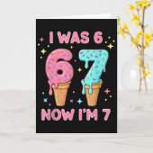 Carte J'avais 6 ans maintenant j'ai 7 ans Glace mignonne (Fleur jaune)