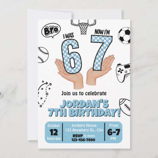 Carte J'avais 6 ans Maintenant j'ai 7 ans Invitation, 67 (Devant)