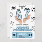 Carte J'avais 6 ans Maintenant j'ai 7 ans Invitation, In (Devant)