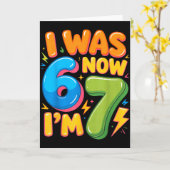 Carte J'avais 6 ans maintenant j'ai 7 ans Six Sept 7ème (Fleur jaune)