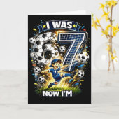 Carte J'avais 6 ans maintenant j'ai 7 ans Six Sept Socce (Fleur jaune)