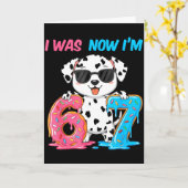 Carte J'avais six sept dalmatien chien 67 mème 7ème anni (Fleur jaune)