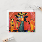 Carte Jawlensky - Fleur japonaise, peinture colorée (Devant/Arrière en situation)