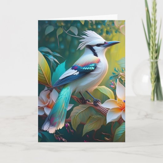 Carte Jay à ailes Turquoises en berceau (Devant)