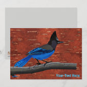 Carte Jay de Steller sur écorce de bouleau intérieur (Devant / Derrière)