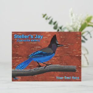 Carte Jay de Steller sur écorce de bouleau intérieur