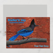 Carte Jay de Steller sur écorce de bouleau intérieur (Devant / Derrière)