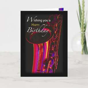 Carte Jazz d'anniversaire, saxophone